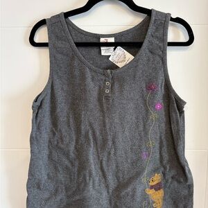Disney Heather Gray Henley Tank Top